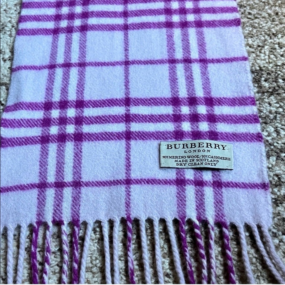 Authentic Burberry Purple and White Checkered Scarf